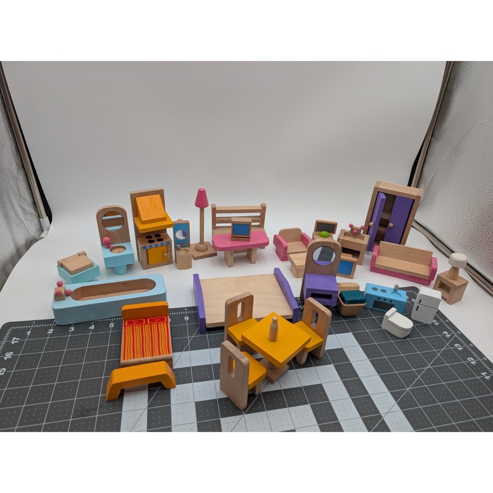 Bigjigs Wooden Dollhouse Furniture‎ Lot